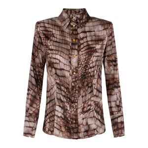 Elisabetta Franchi Women Alligator-Print Satin Shirt